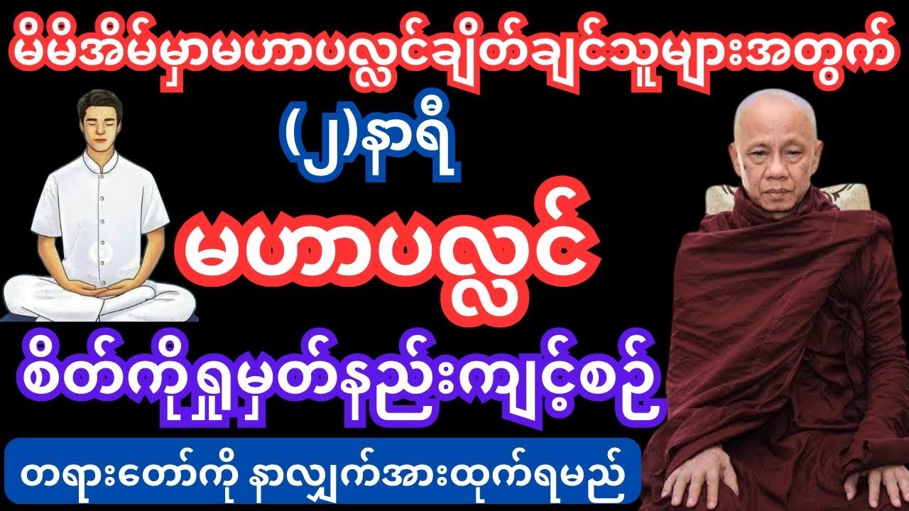 မဟာပလ္လင် ပြန့်လွင့်တတ်သောစိတ်ကိုရှုမှတ်ခြင်းကျင့်စဉ်#dhamma #tayartaw #တရားတော်