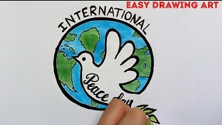 peace drawing poster international draw drawings paintingvalley