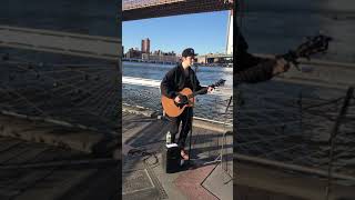 NYC Busker Chris Zurich - Ed Sheeran - Perfect Guitar Cover near Brooklyn Bridge 2018