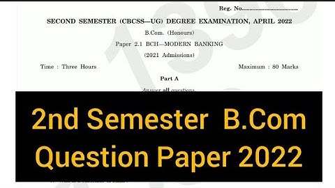 MODERN BANKING           |         2nd Semester  B.Com.  Question Paper  2022  #calicut #subscribe