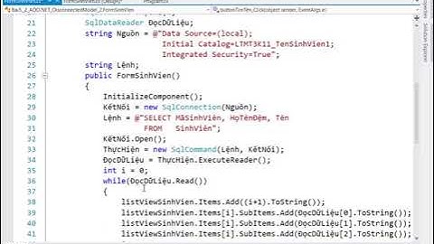 Lập trình C# Connected Model tìm kiếm Form ListView