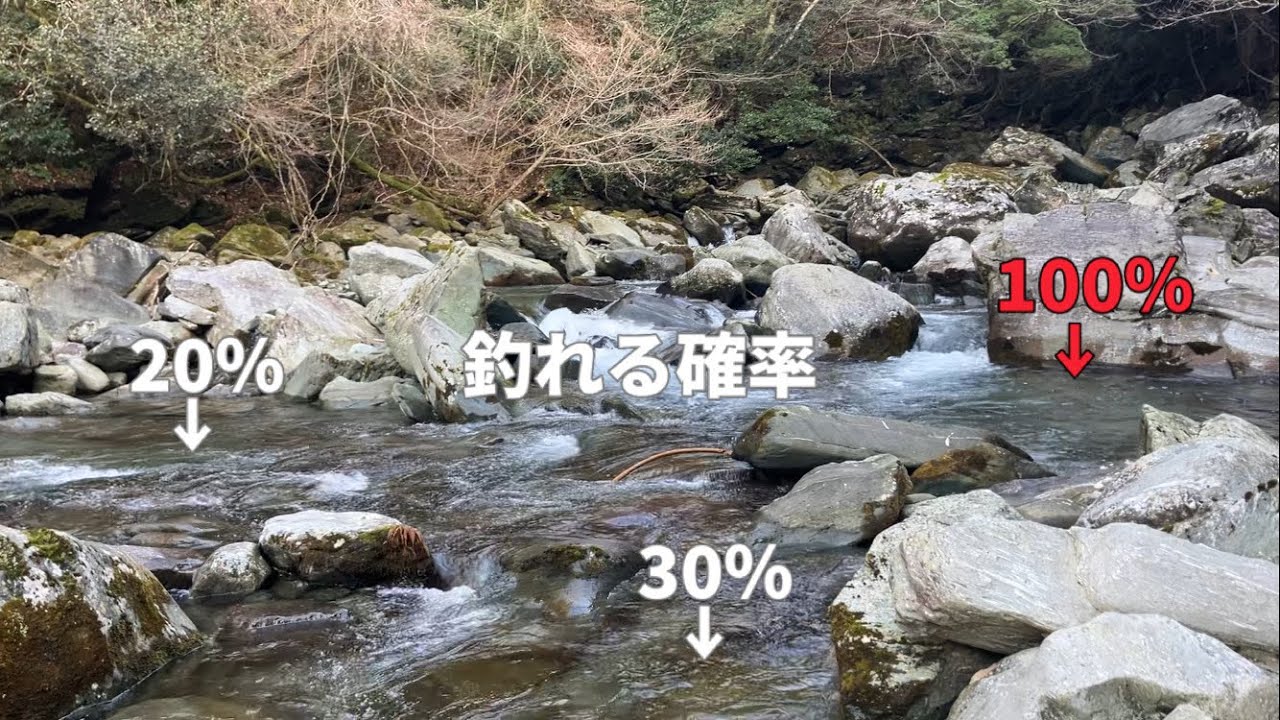 【渓流アマゴ釣り】ポイント別、アマゴが釣れる可能性