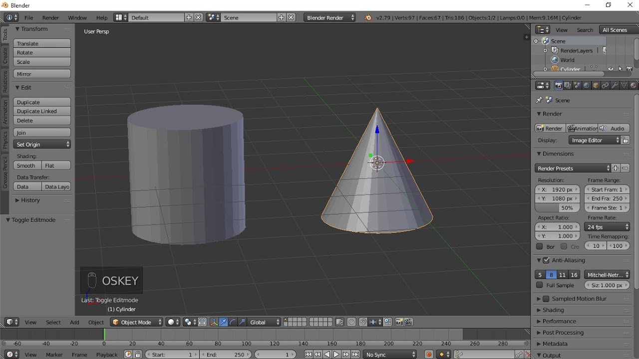 Converting A Cylinder Into A Cone In Blender | Blender Tutorial - YouTube