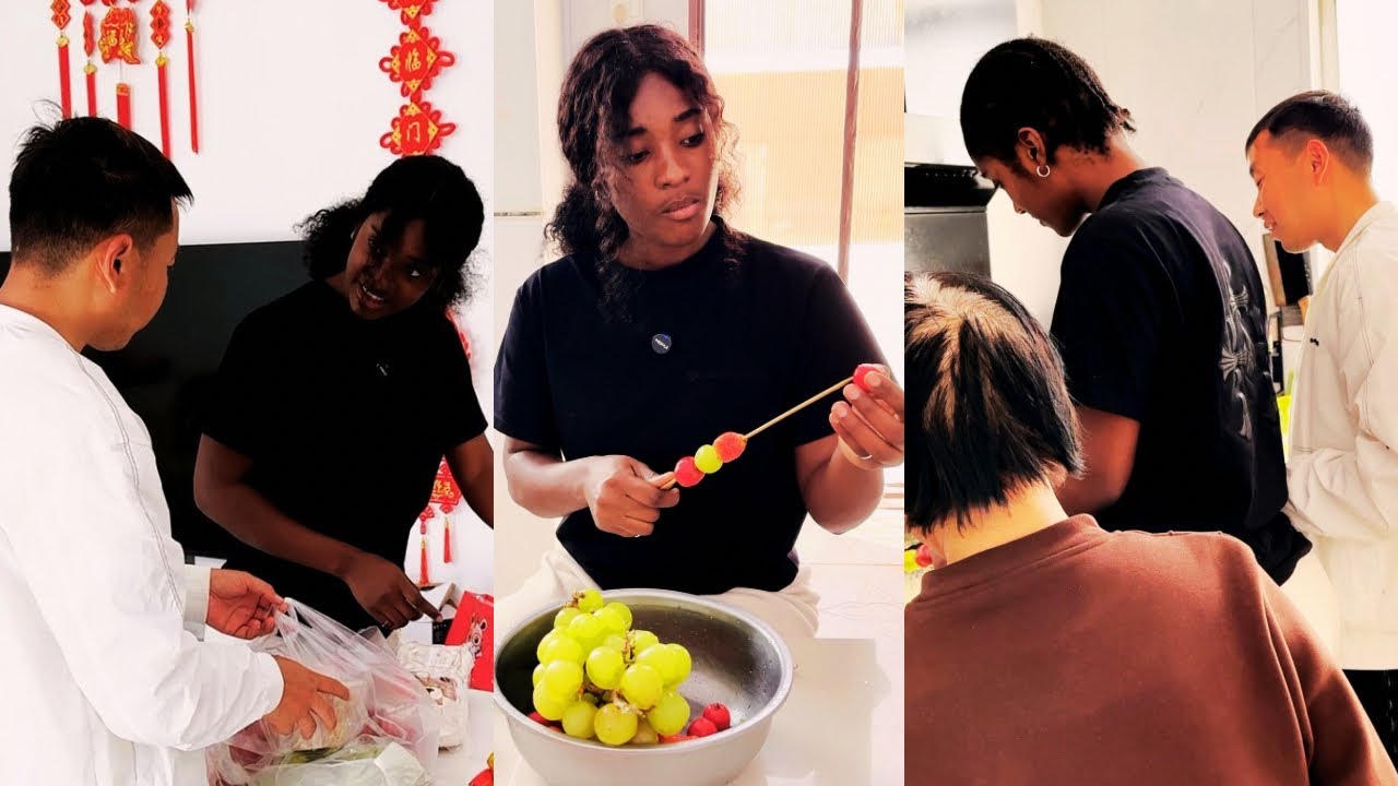 Anjina and Jintao make candied haws together