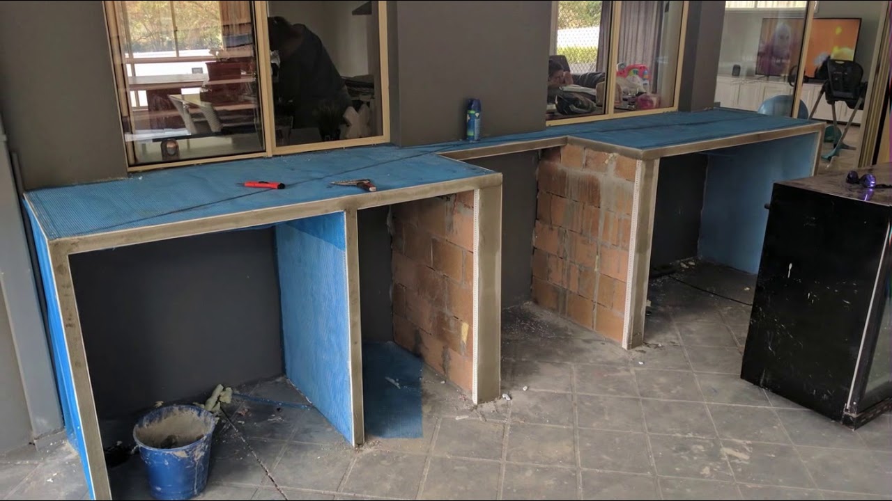 Cement rendered polished concrete Bbq area YouTube