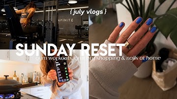 SUNDAY RESET VLOG: trader joes haul, easy meal prep, gym workouts & doing my nails at home