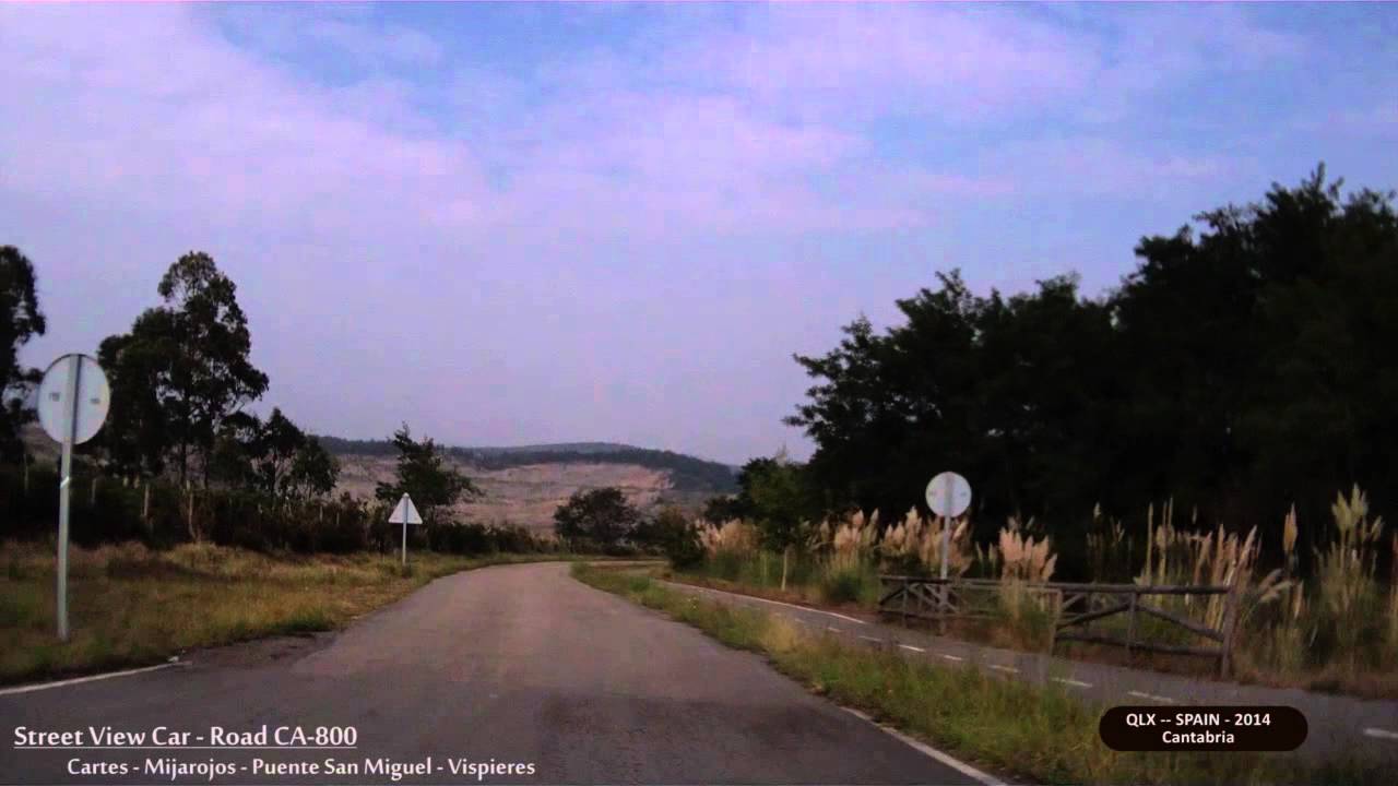 0234 SPAIN Cantabria Cartes Mijarojos Puente San Miguel Vispieres Street View Car 2014 Driving