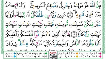 مصحف العيون الكوشي رواية ورش مكتوب فيديو ملون سورة 066  التحريم