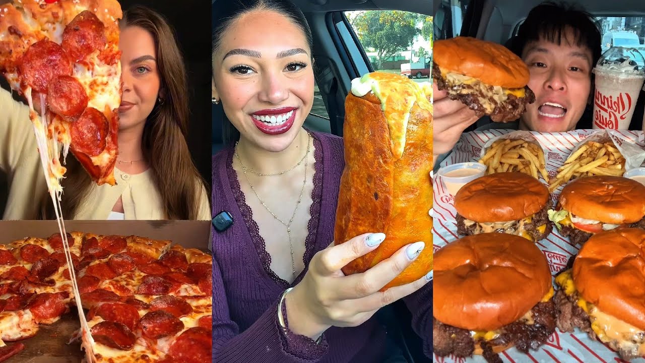 TIKTOK Mukbang Compilation | Pizza Hut, Chipotle, Five Guys, Shake  Shack, Starbucks & More!