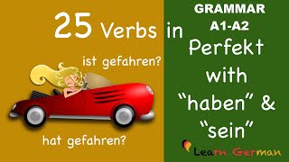 Learn German |  25 Verbs in Perfect with helping verbs "haben" and "sein" | A2 | B1 screenshot 3