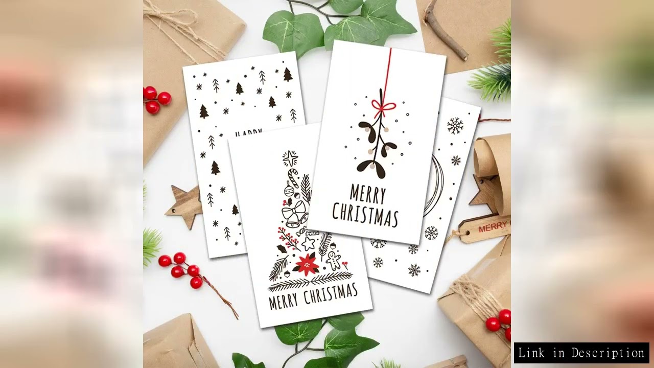 30Pcs Merry Christmas Gift Cards Greeting Card Christmas Tree Stickers Cute Design For 2022 New Year