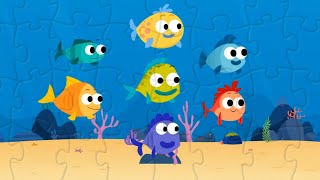10 Little Fishies | Puzzle Game With Finny The Shark! | Kids Songs | Super Simple Songs