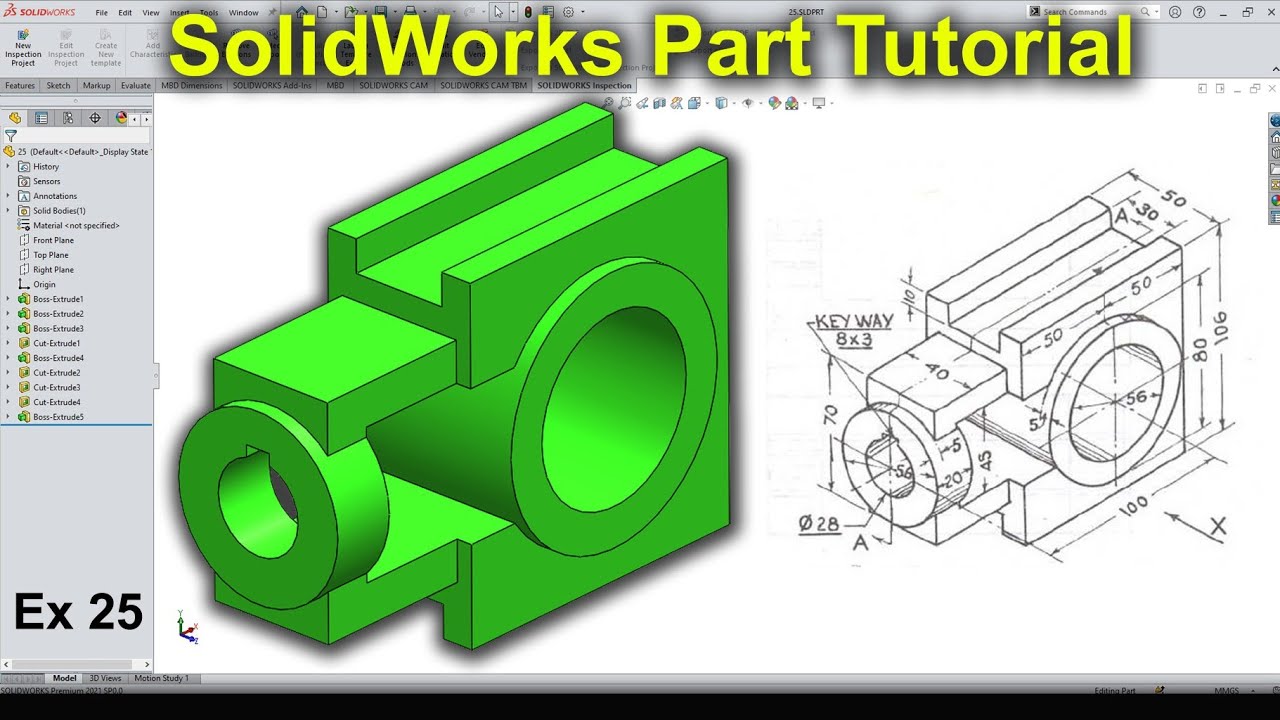 Create Professional 3D Part in SolidWorks | Complete Modeling Tutorial in Hindi/Urdu