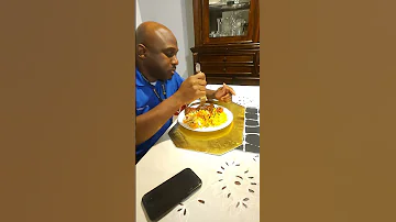 DINNER TIME AS HE GET HOME FROM WORK 