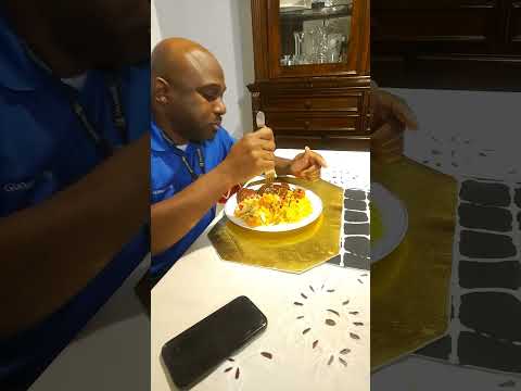 DINNER TIME AS HE GET HOME FROM WORK 