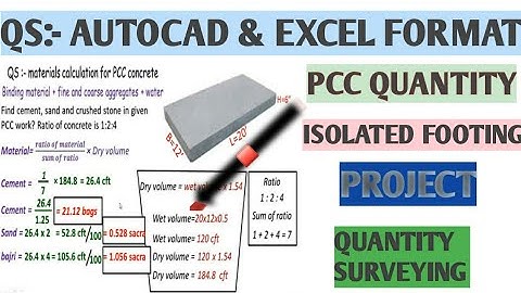 Pcc Quantity in excel || quantity surveying || project