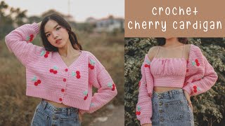 How to Crochet Crop Cherry Cardigan | Crochet Cardigan Tutorial | Chenda DIY
