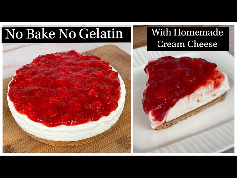 No Bake Strawberry Cheesecake With Homemade Cream Cheese | No Gelatin, No Eggs Strawberry Cheesecake | Anyone Can Cook with Dr.Alisha