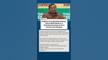 Prabowo Ibaratkan Korupsi Bak Penyakit Kanker Stadium 4: Sulit Disembuhkan, Picu Kehancuran Bangsa