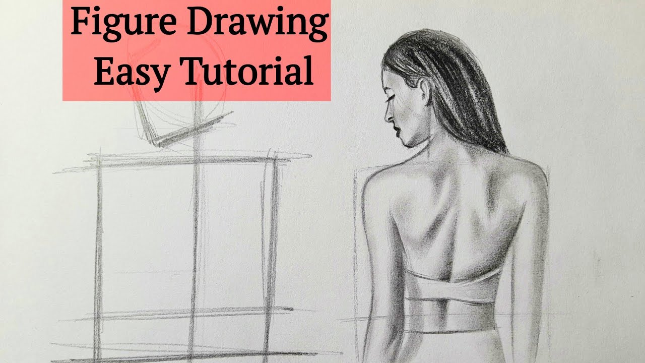 How to draw human figure drawing tutorial (female) easy for Beginners ...
