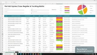 First Aid Case Register And Tracking Matrix