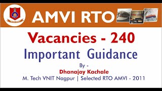 RTO AMVI-240 Vacancies, Important Guidance By Dhananjay Kachale