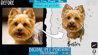 Pet Portrait in Procreate | Beginner Tutorial | Easy Pet Drawing | Pet Painting Procreate| Ep: 12