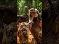 Brave Monkey Saves Baby Tiger From Deep Pit | Emotional Animal Rescue Story #Shorts