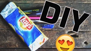 DIY: UPCYCLE CHIP BAG PENCIL POUCH