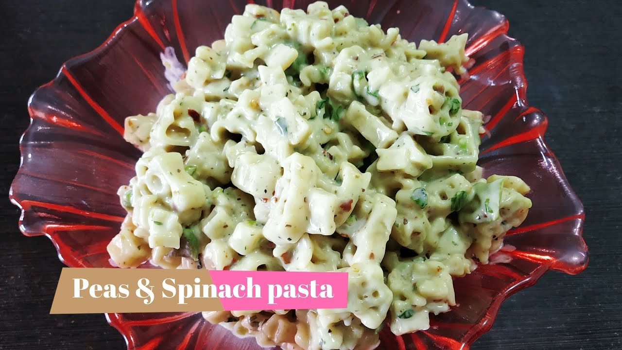 Delicious Creamy Peas and Spinach Pasta recipe | Indian Cuisine Recipes