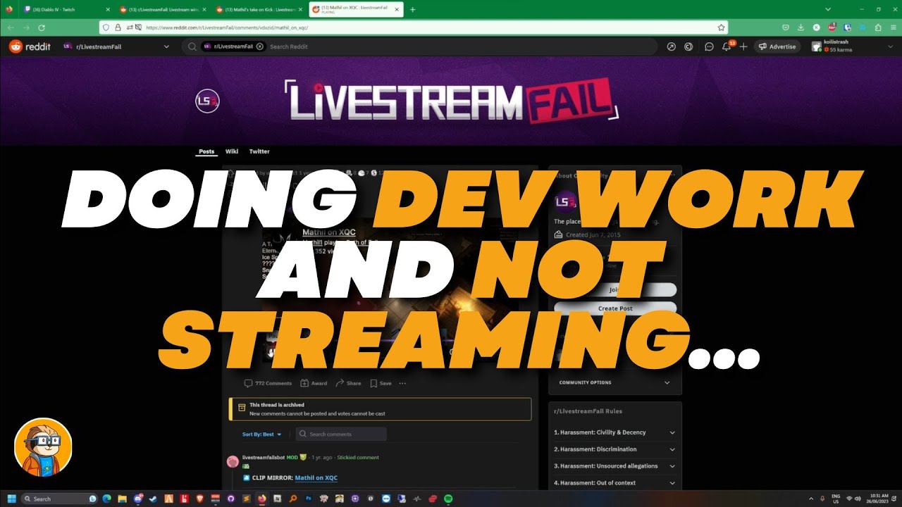 Koil On Doing Dev Work For 4.0 and Not Streaming While Checking Out LSF..