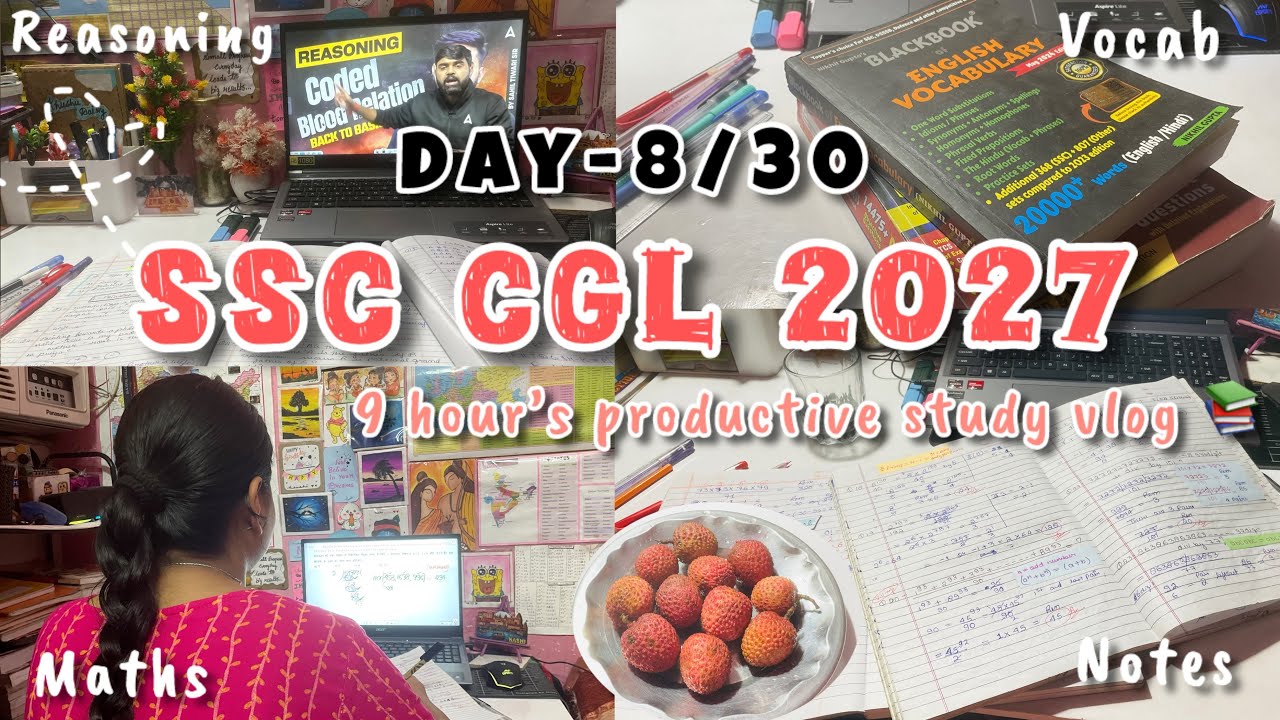 Day 8/30🎯SSC CGL 2027 exam preparation vlog #khushiguptavlog #studyvlog ...