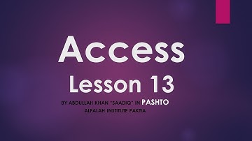 Access in Pashto By Abdullah Khan Lesson 13