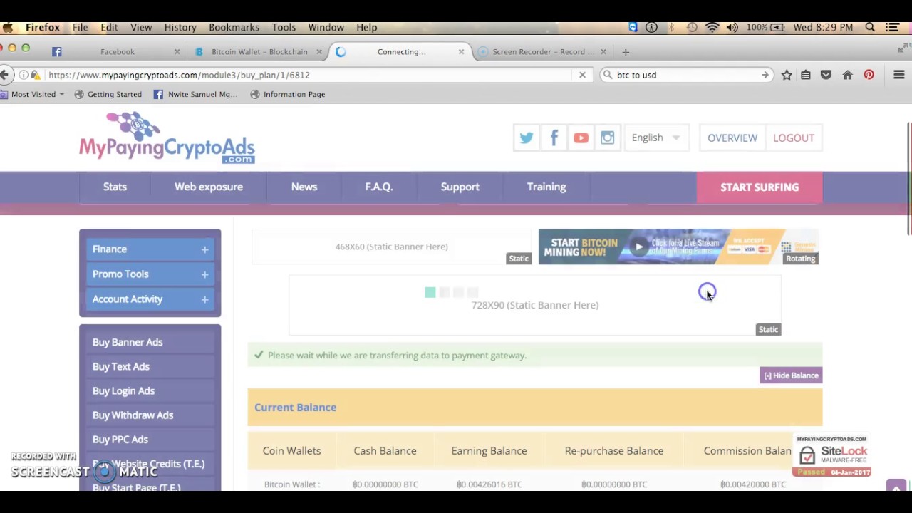 How to buy adpack in My paying Crypto Ads -MPCA using Blockchain
