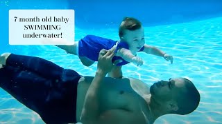7 month old baby swimming underwater!