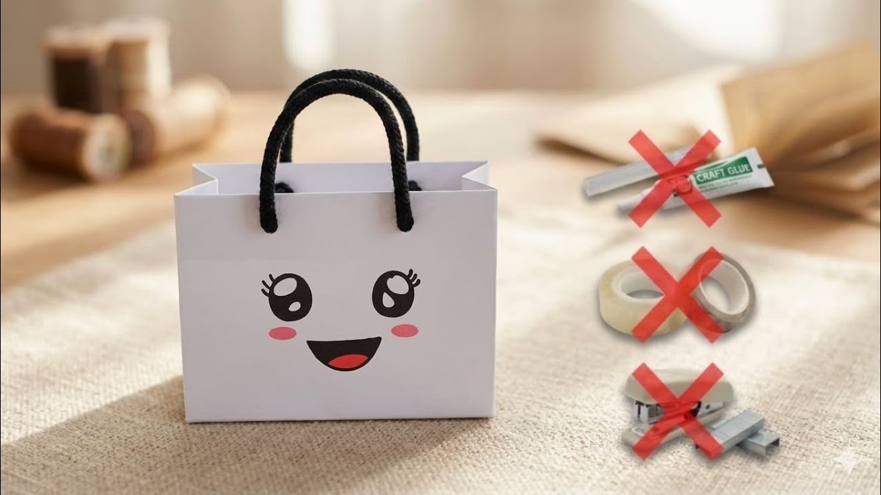 How to Make Paper Bag Home I DIY Paper Shopping Bag No Glue craft ...