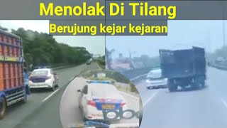 Menolak di tilang supir truk di kejar kejar mobil PJR