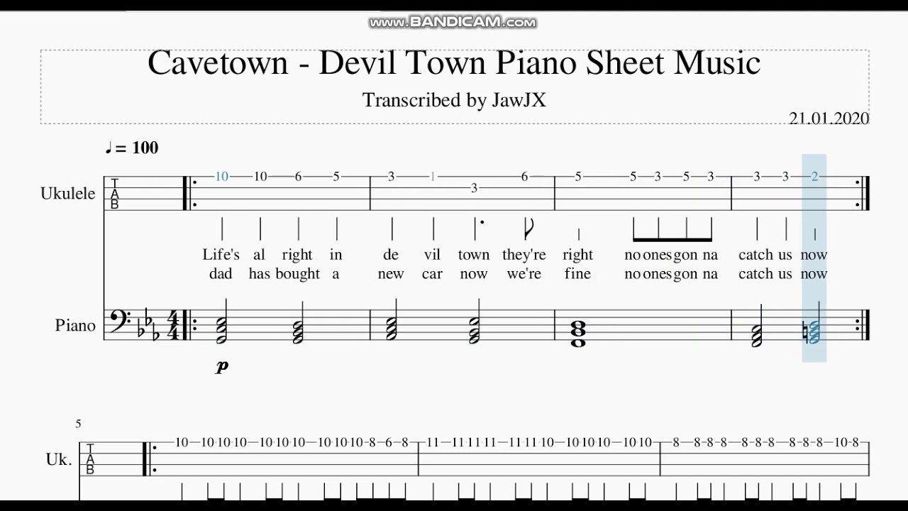 Cavetown " Devil Town " Ukulele Tabs Sheet Music YouTube