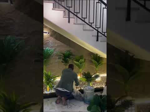حدائق داخلية تحت الدرج تنسيق حديقة منزلية صغيرة داخل المنزل تنسيق حدائق اسفل الدرج 