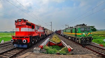 Dangerous Devastating Bullet Train Perfect Parallel Racing Tebhaga Express Overtaking Freight Train