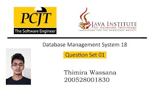 Database Question set 18 | 1st Year | Java Institute | Thimira Wassana