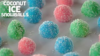 Coconut Ice Snowball Recipe | Coconut Ice balls | No Bake | Christmas sweets