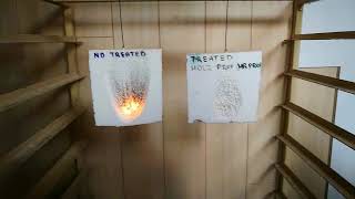 Test for fire resistance with foam board.