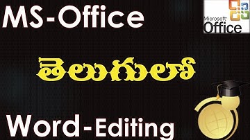 Edit Menu Options in MS Word (MS Office 2003 in Telugu)