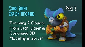 Trimming Objects From Each Other & 3D Modeling in zBrush - Scuba Shark Tutorial PART 3