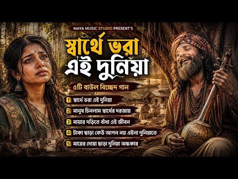 স্বার্থে ভরা এই দুনিয়া 💔 | মন কাঁদানো ৫টি নতুন বাউল বিচ্ছেদ গান | বাংলা ফোক গান ২০২৬ | Baul Song