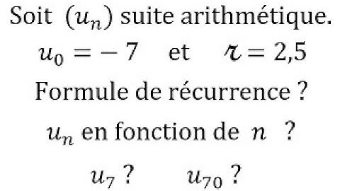 Déterminer la formule de récurrence, puis la formule explicite d’une suite arithmétique - 1re