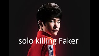 1v1 solo killing Faker! bobqinXD vs Faker