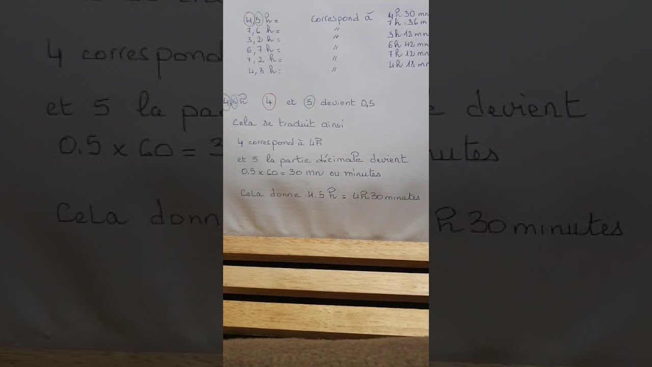 Astuces🔥  Math  💡 Convertir ⏰️ Les heures décimales ( EN HEURES ET MINUTES )