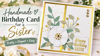 Elegant Handmade Birthday Card for Sister 💚 | Beautiful Floral Card Making | Easy Cardmaking Ideas